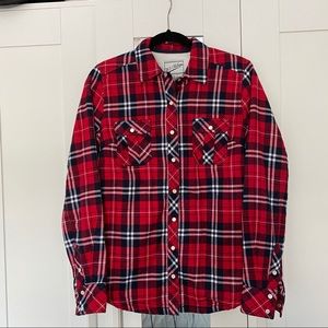 NWOT Lined Red Plaid Snap Button Flannel